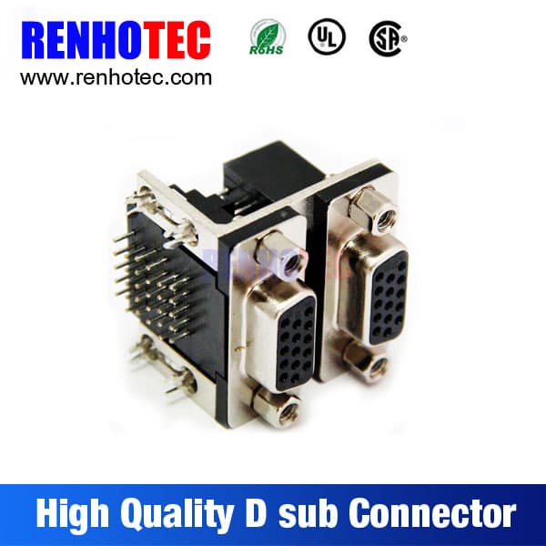 Dual port solder type d_sub connector adapter
